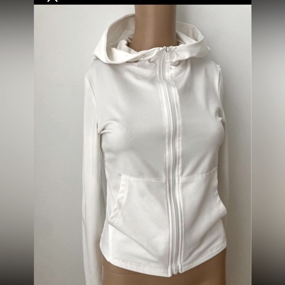 SHEIN white full zip hoodie